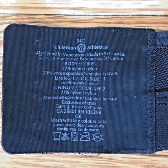 Lululemon Ta Ta Tamer Black Sports Bra 34C 34 C (1750) - Picture 6 of 6